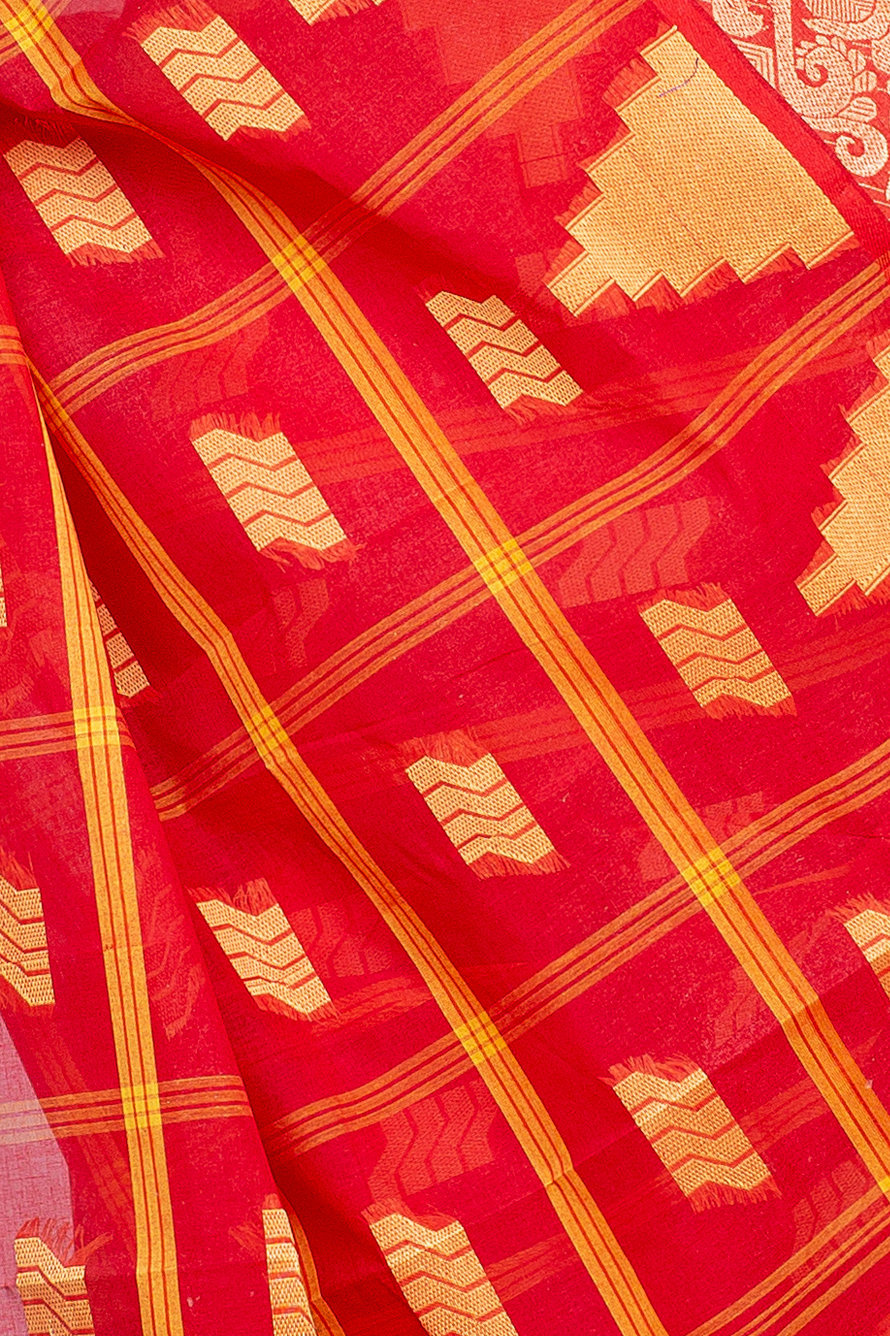 Red Pure Cotton Kamala Desiging Tant Saree (899)